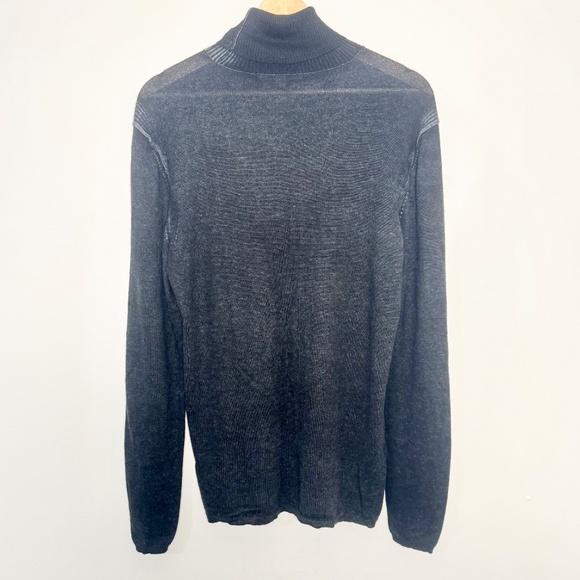 John Varvatos Artisan Turtleneck w Reverse Print Silk Cashmere Black Sweater - M - Picture 5 of 5